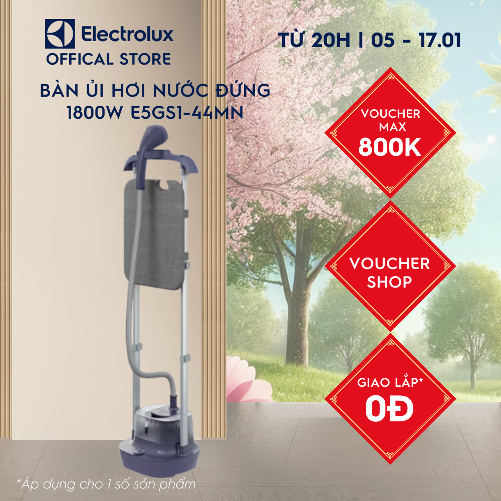 Bàn ủi hơi nước đứng Electrolux E5GS1-44MN 1800W - Tích hợp tấm ván ủi tiện lợi loại bỏ vi khuẩn chă