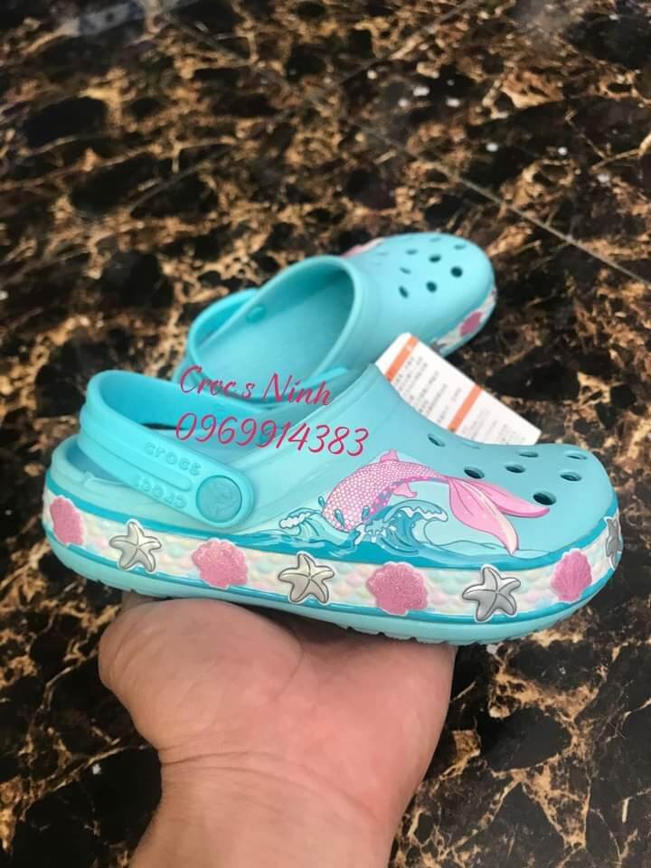 Dép sục trẻ em crocs hàng chính hãng,sục crocs thời trang, C.roc.s shoes , sục trẻ em xuất dư, sục trẻ em nàng tiên cá xanh