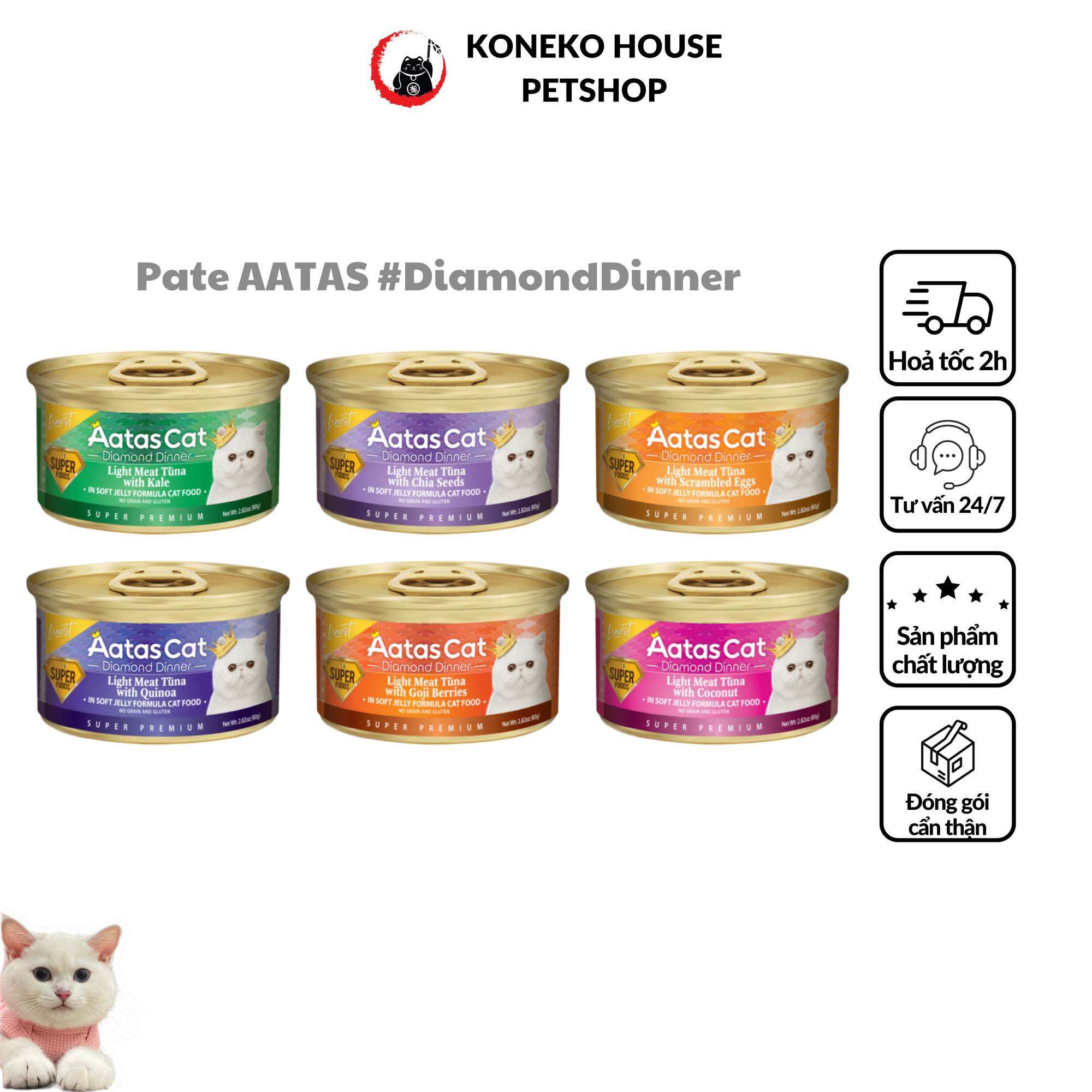 Thức ăn cho mèo - Pate Aatas hộp 80gr