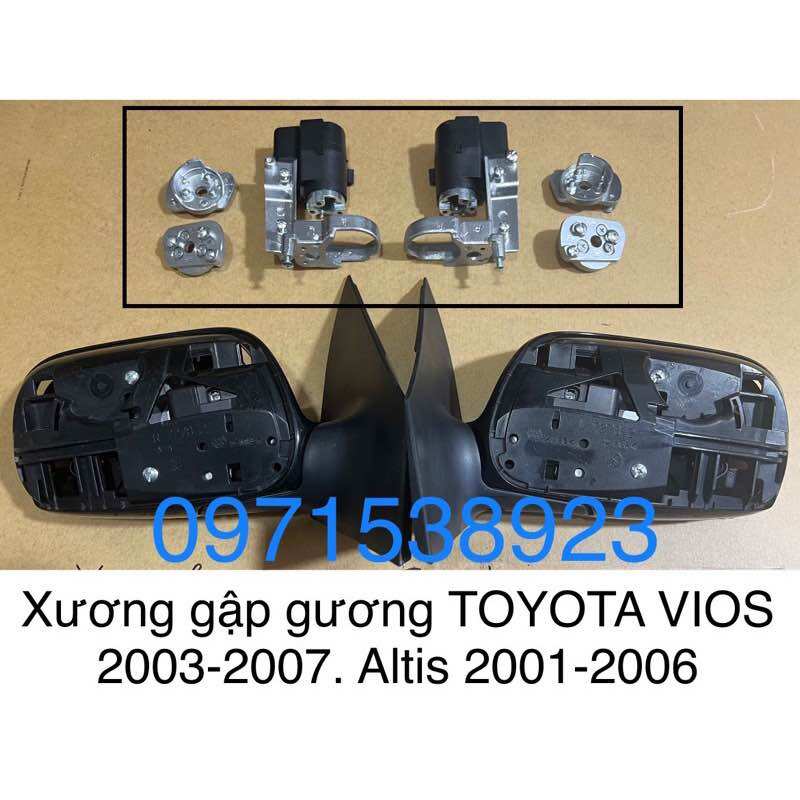 Bộ khung xương nhôm moto gập gương toyota vios 2003-2007. corolla altis 2001-2006 lắp zin không độ chế