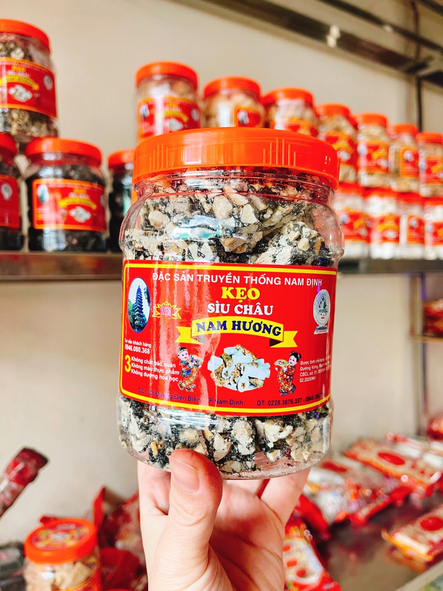 Kẹo lạc vừng đen 500g - đặc sản nam định, ngọt mát, kẹo bùi thơm vị lạc vừng