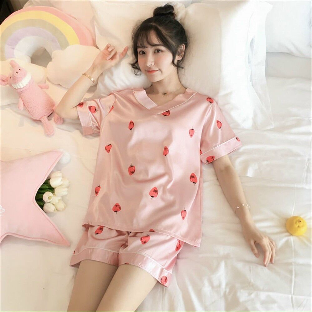 Bộ ngủ lụa mặc nhà tay ngắn quần đùi