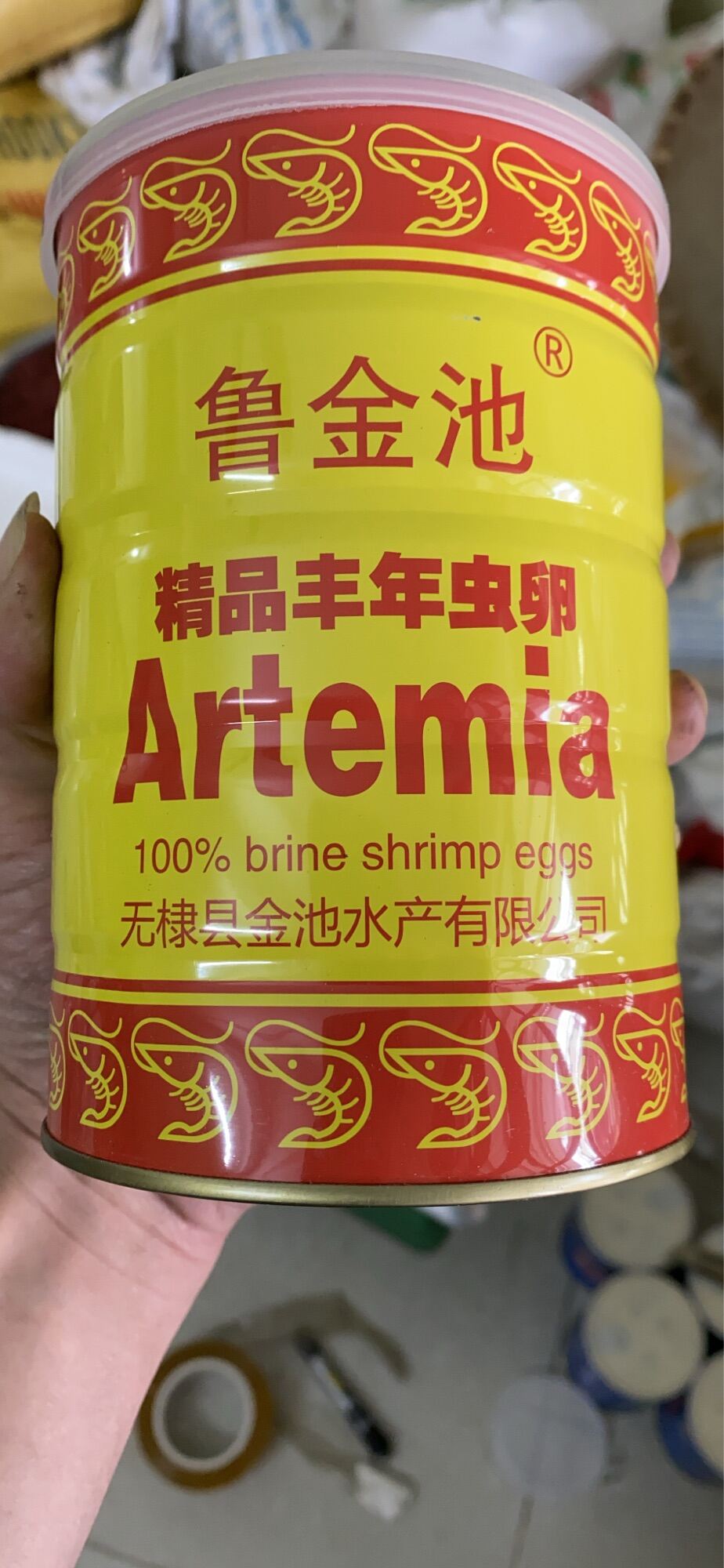 Date 08-03-2023 Trứng artemia ấp nở lon vàng 425g - Thức ăn cá cảnh