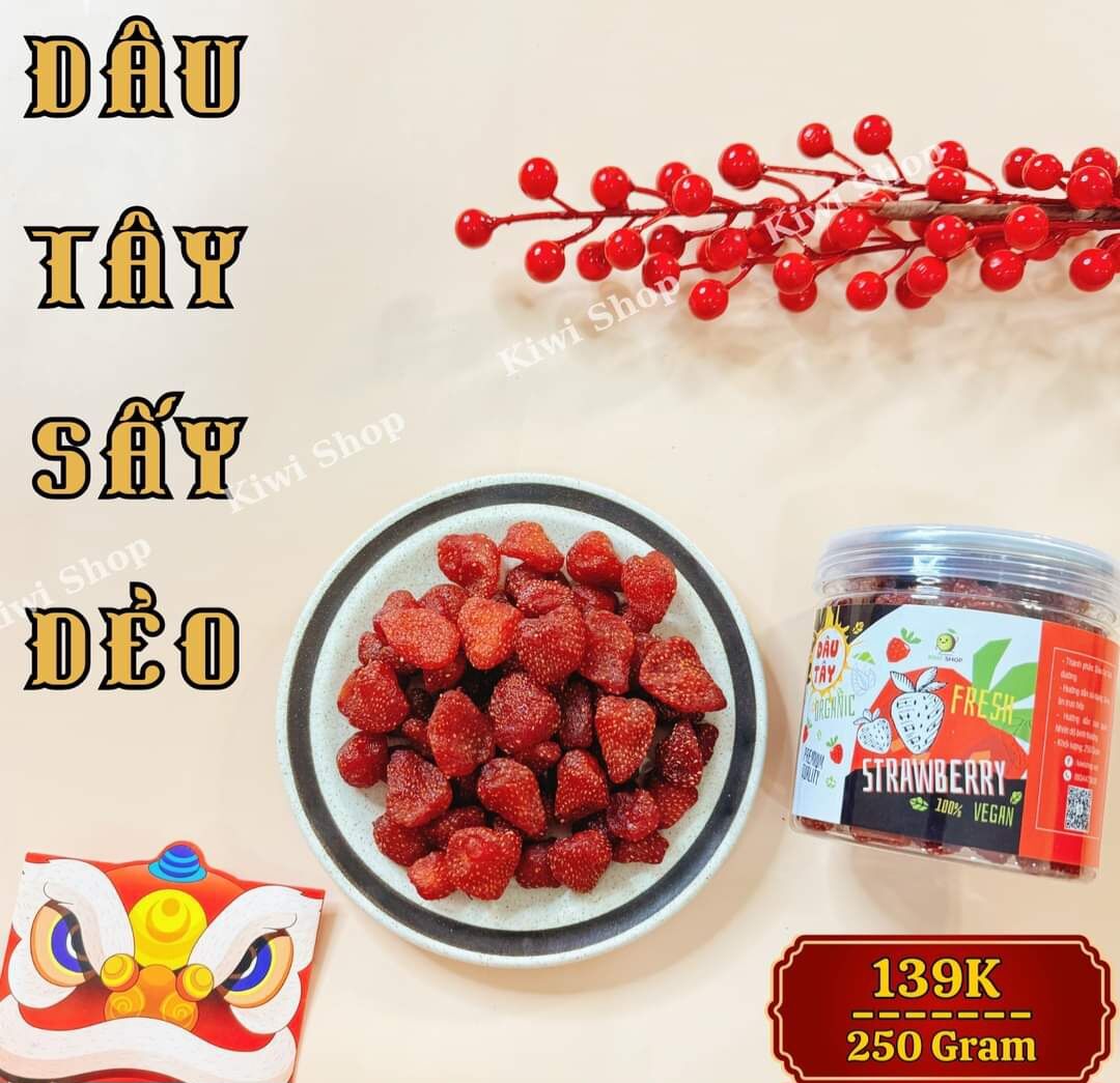 DÂU TÂY SẤY DẺO 250gr (sấy lạnh - không đường)