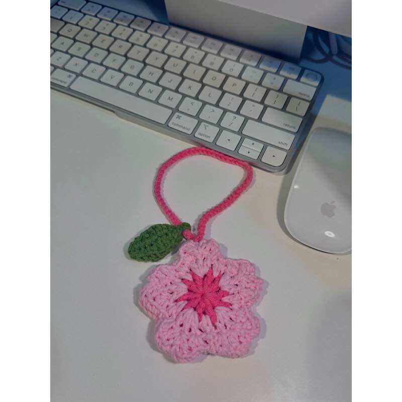 Móc khoá hoa anh đào handmade bằng len [Nấm Handmade]