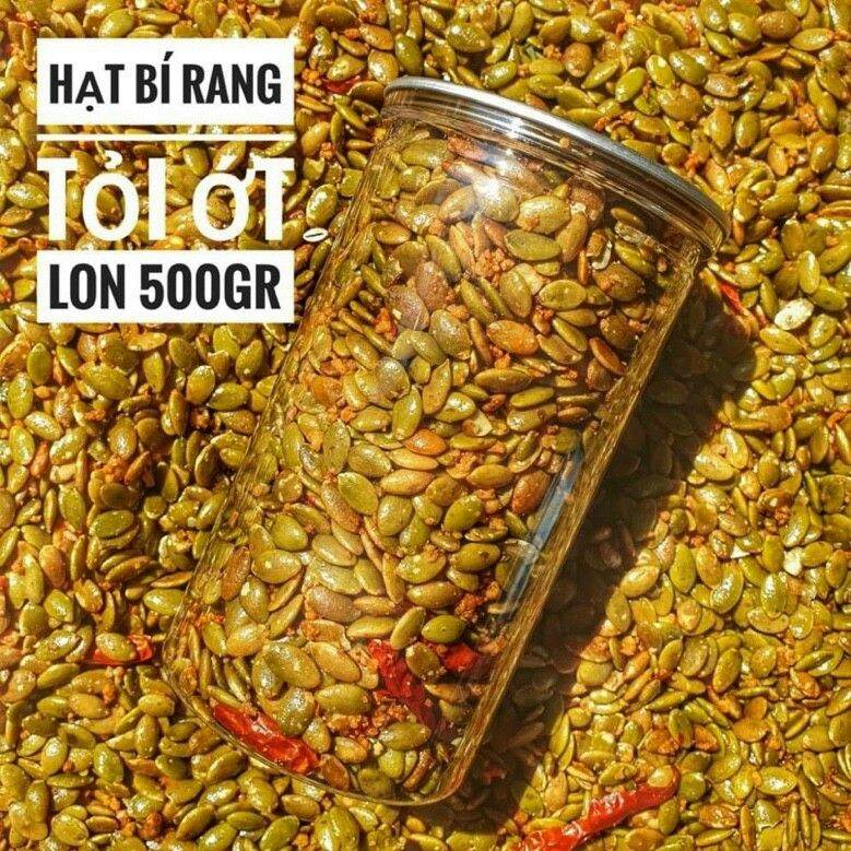 Hạt Bí Rang Tỏi Ớt Lon 500gram