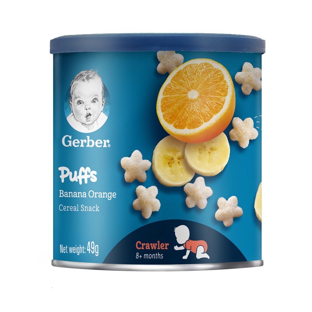 Bánh ăn dặm Gerber Pufs vị chuối cam - hộp 49g