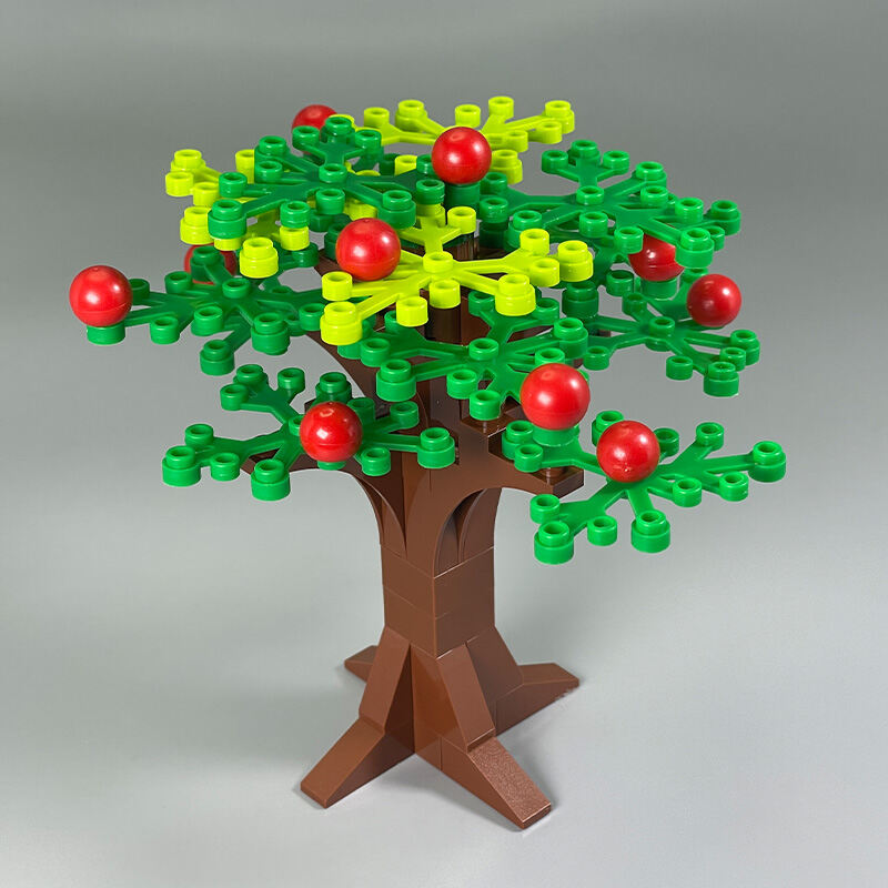 MOC DIY Creative Assembly Toy Small Particle Apple Tree Flower Tree Orchard Scene Compatible Buildin