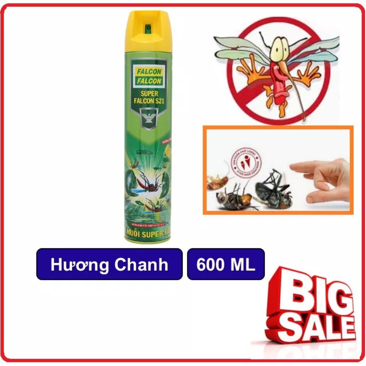Bình xịt muỗi Falcon 600ml+60ml (hương chanh)