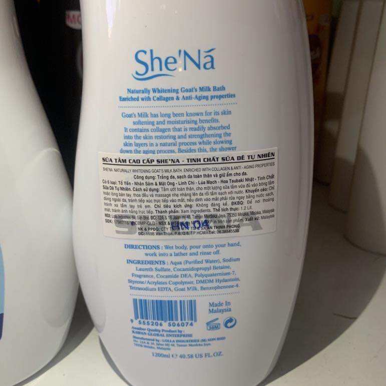Sữa tắm  cao cấp SheNa tinh chất sữa dê 1200ml