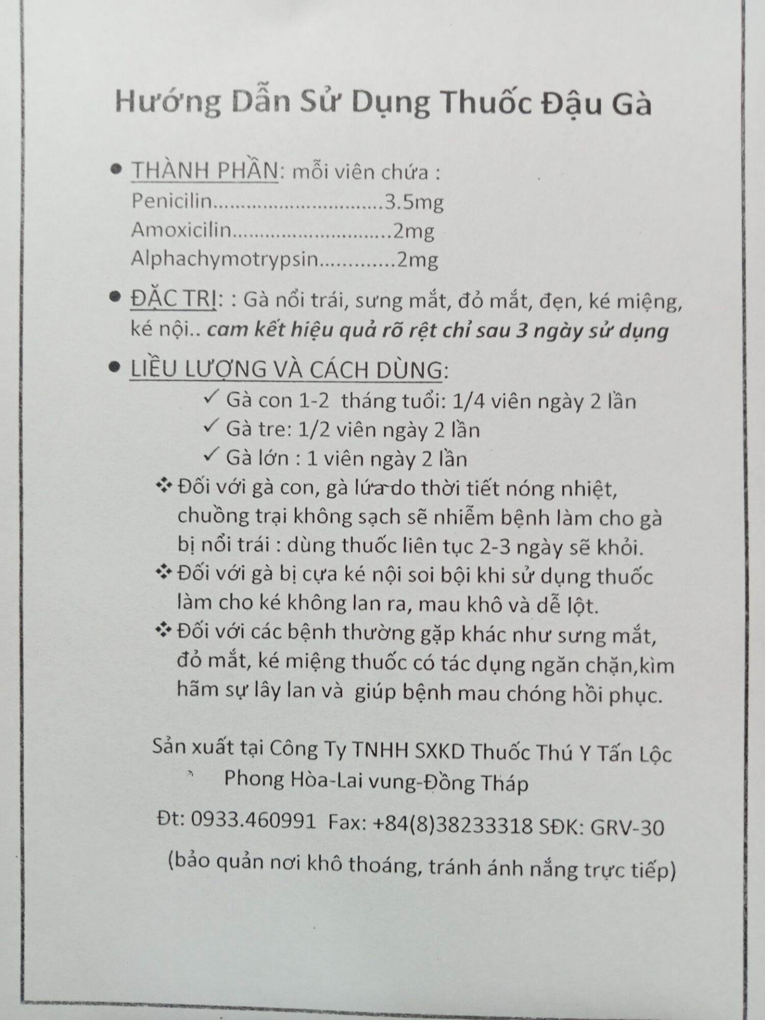 Sản phẩm chuyên T. rị đậu gà, nấm họng