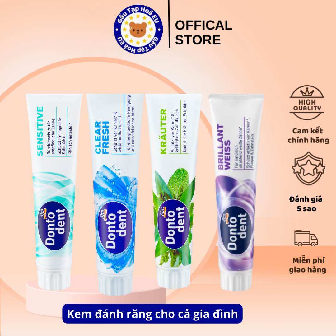 Kem đánh răng Dontodent cho người lớn và trẻ em đủ mùi hương thơm, sạch trắng răng - HERITE