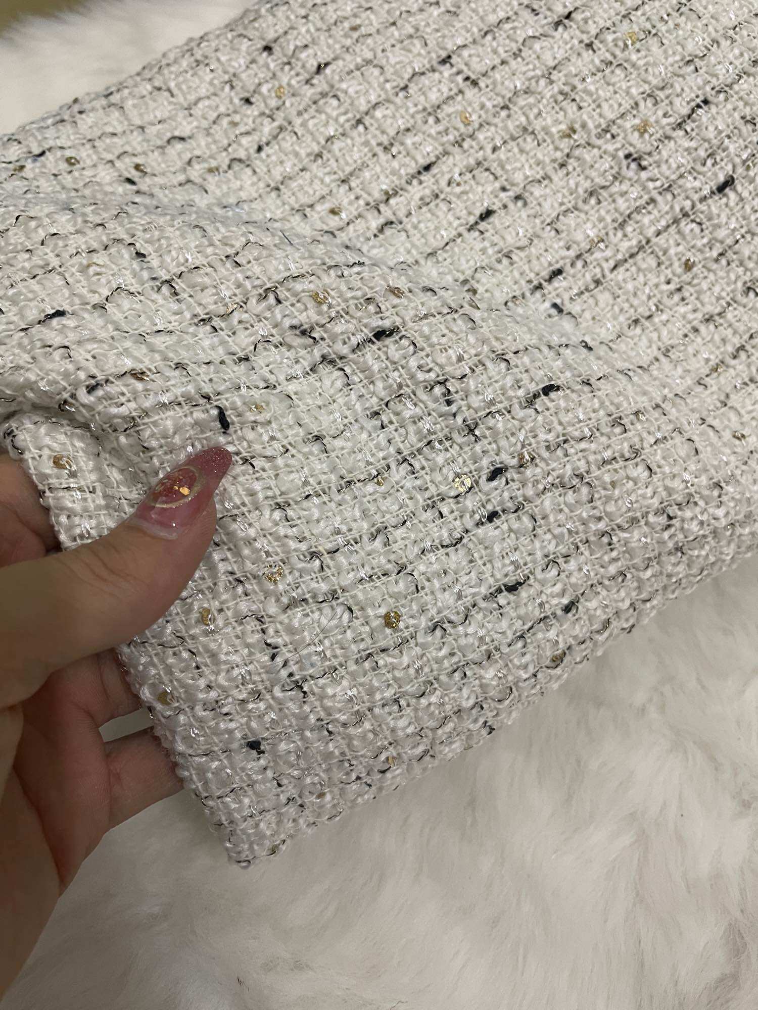 Vải dạ tweed phẩy kim sa cao cấp