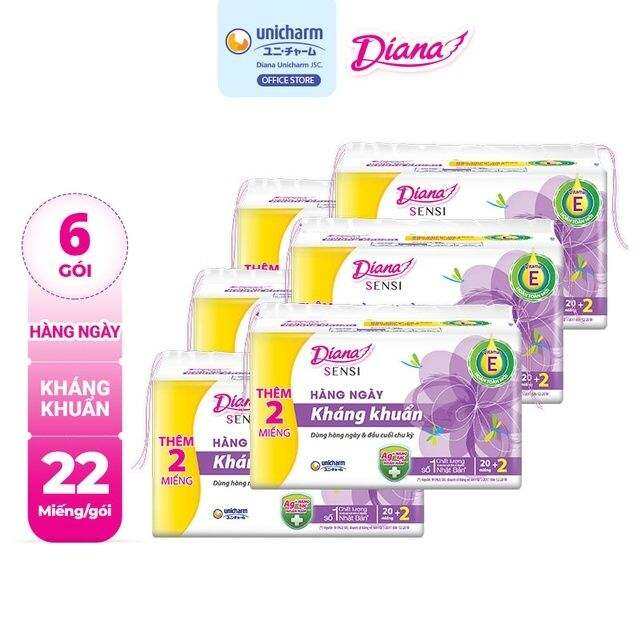 combo 6 gói BVS Diana hàng ngày kháng khuẩn 20 miếng/gói
