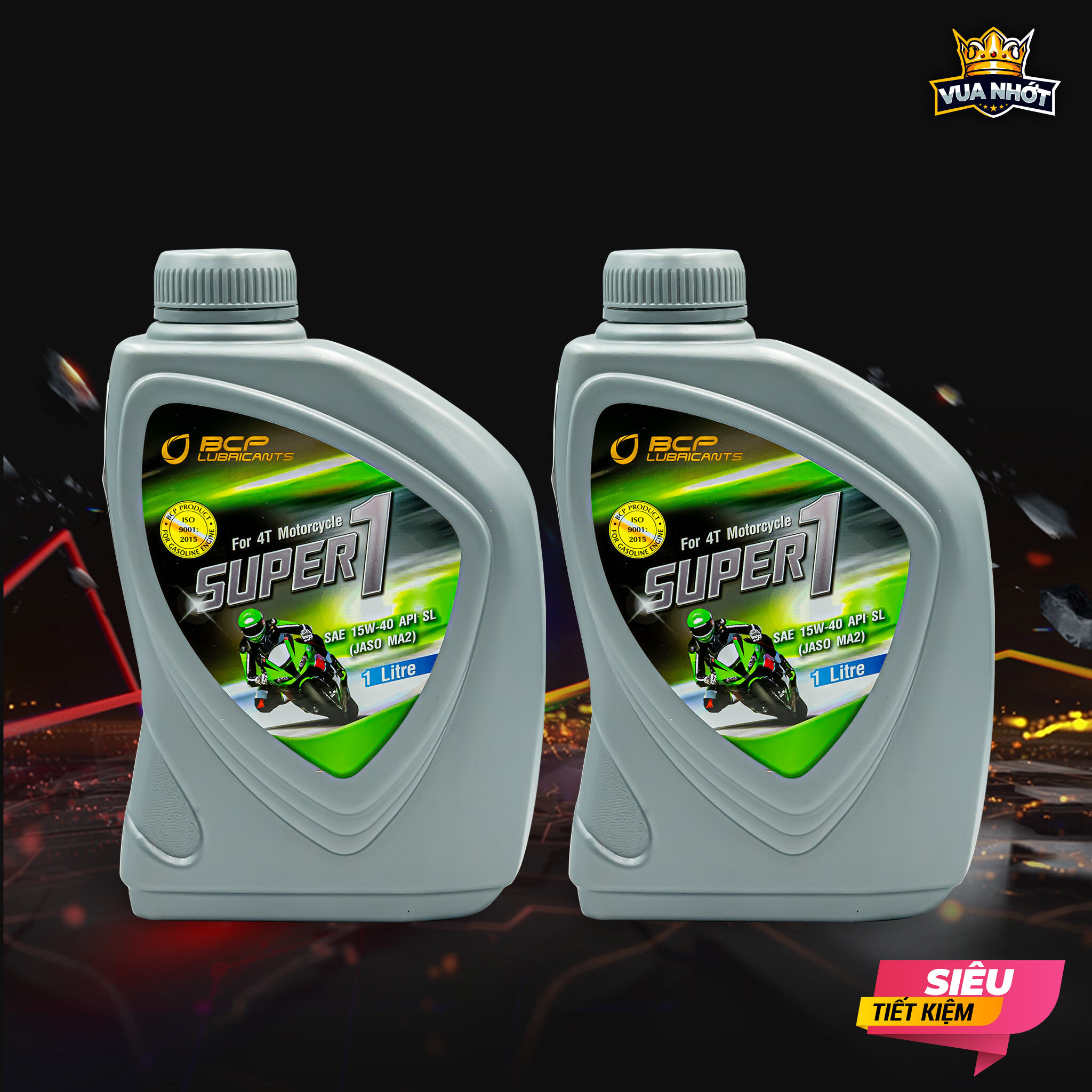 Combo 2 chai nhớt xe máy xe số bcp thái lan sae 15w40, api sl, jaso ma2, chai 1l - nhớt thái lan nhập khẩu