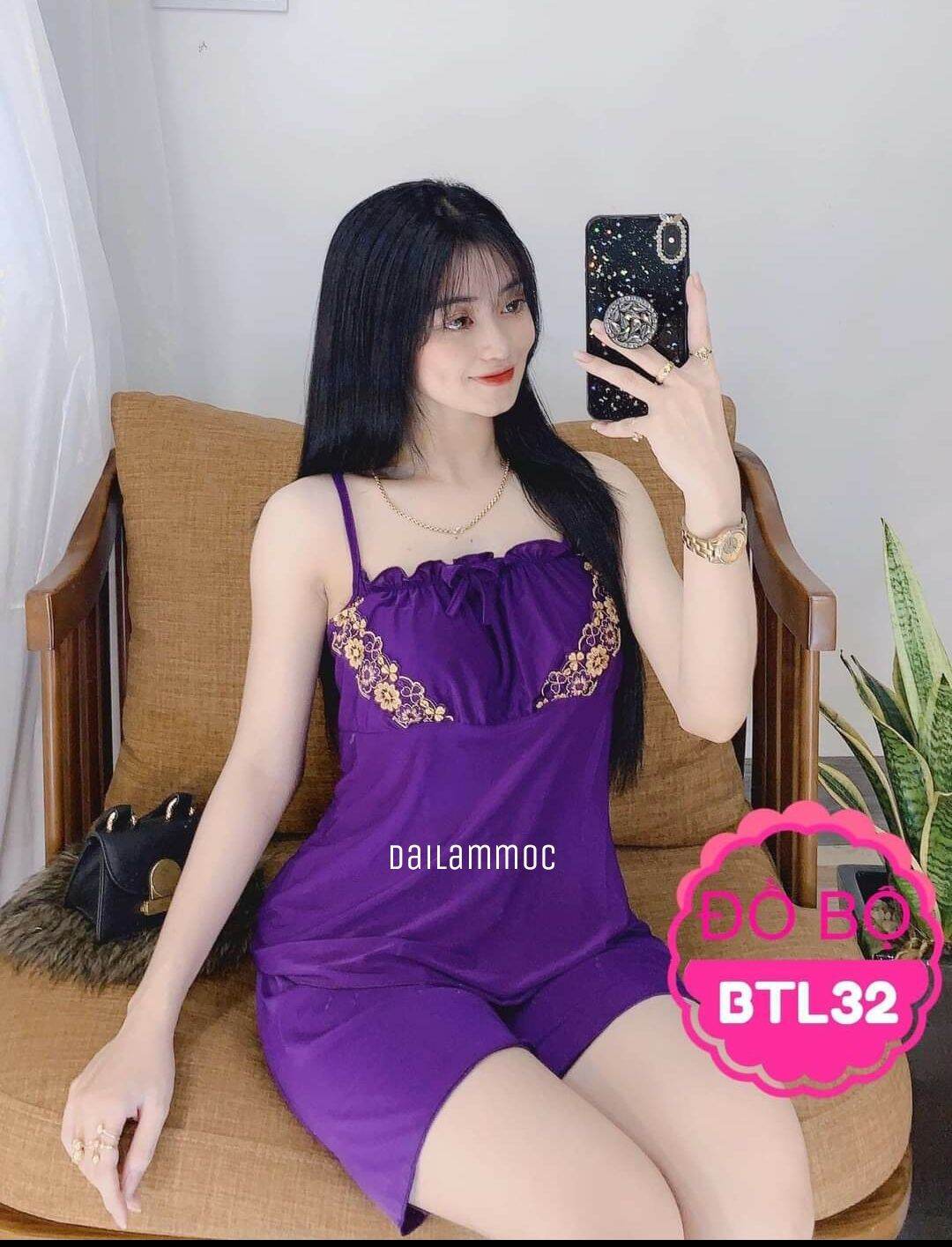 Đồ bộ ngủ nữ thun lạnh 2 dây quần đùi mặc nhà - M14