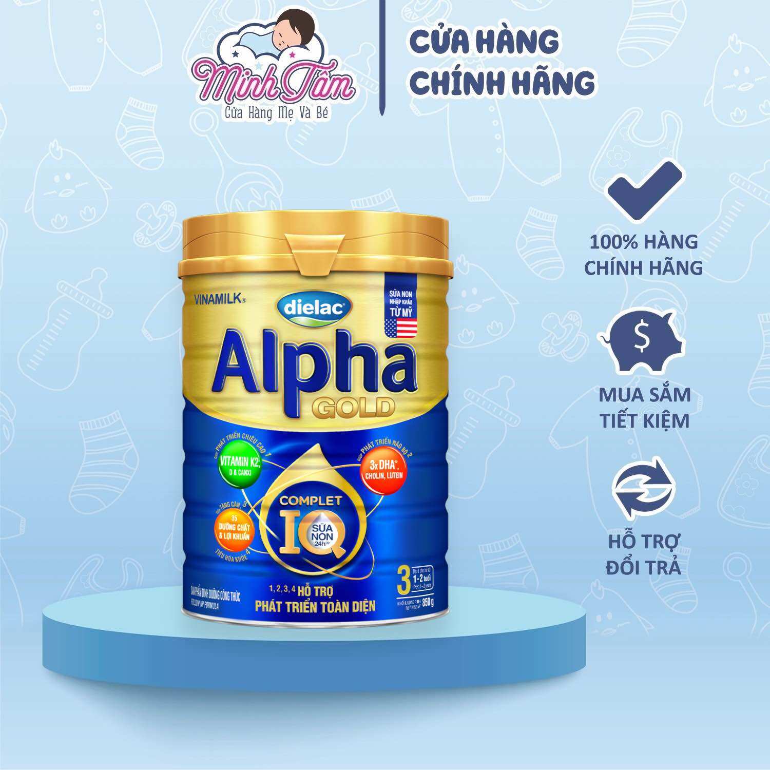 Sữa bột Dielac Alpha Gold số 3 (850g)