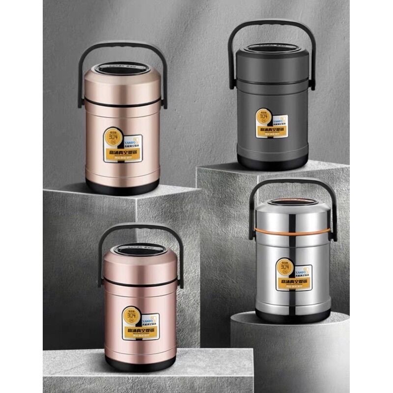Cặp lồng ử cơm cháo inox 304% cao cấp 2 lít màu ngẫu nhiên