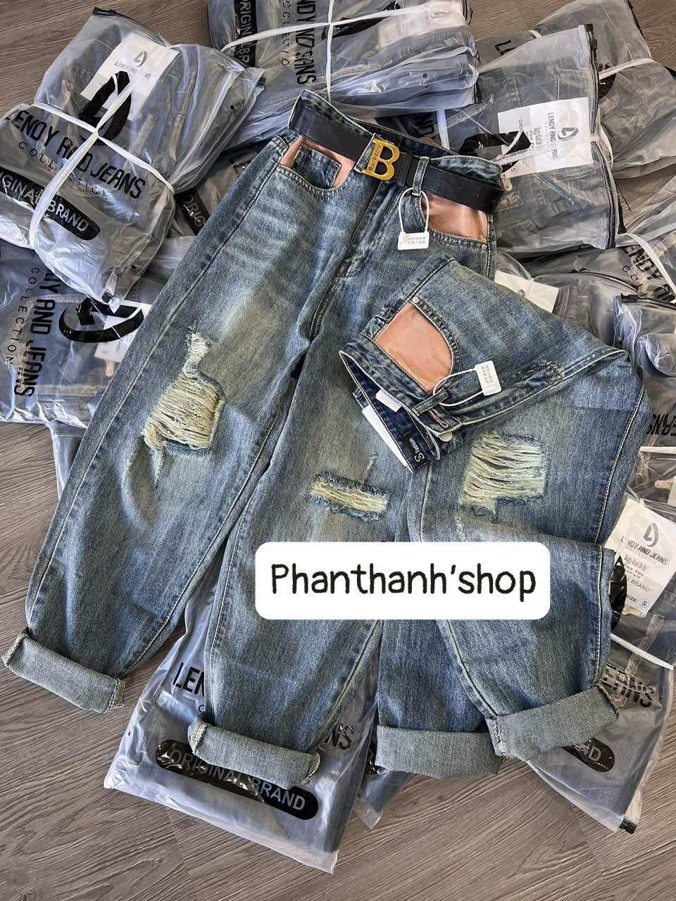 Quần baggy jeans rách nhẹ Cuahangjeans