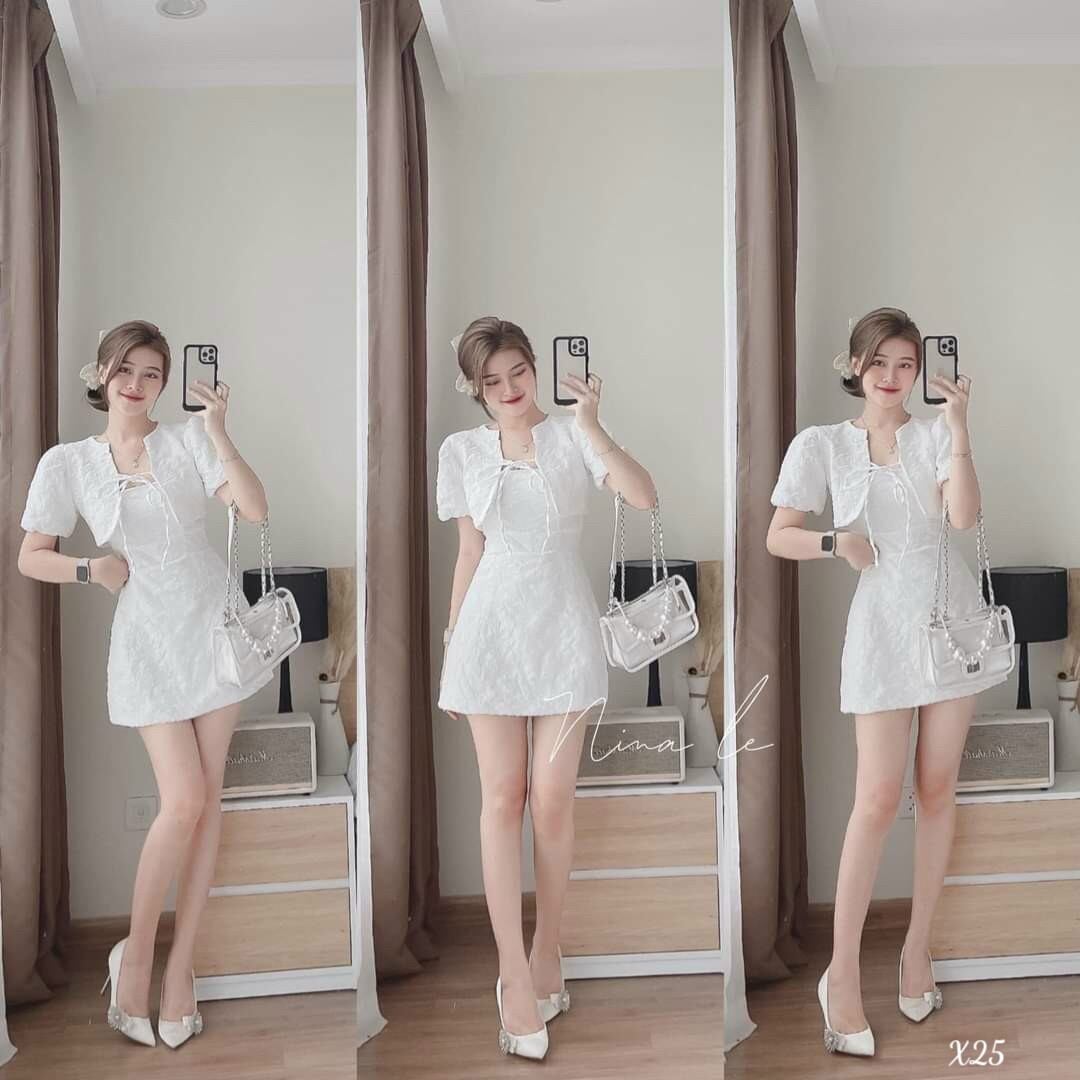 Đầm body gấm kèm áo khoác - thời trang bb - bb002