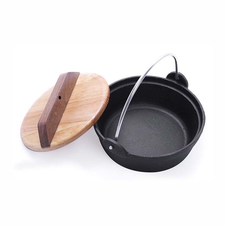 [HCM] Bộ Nồi lẩu gang Quai xách chống dính dầy nắp gỗ 20cm Dragon