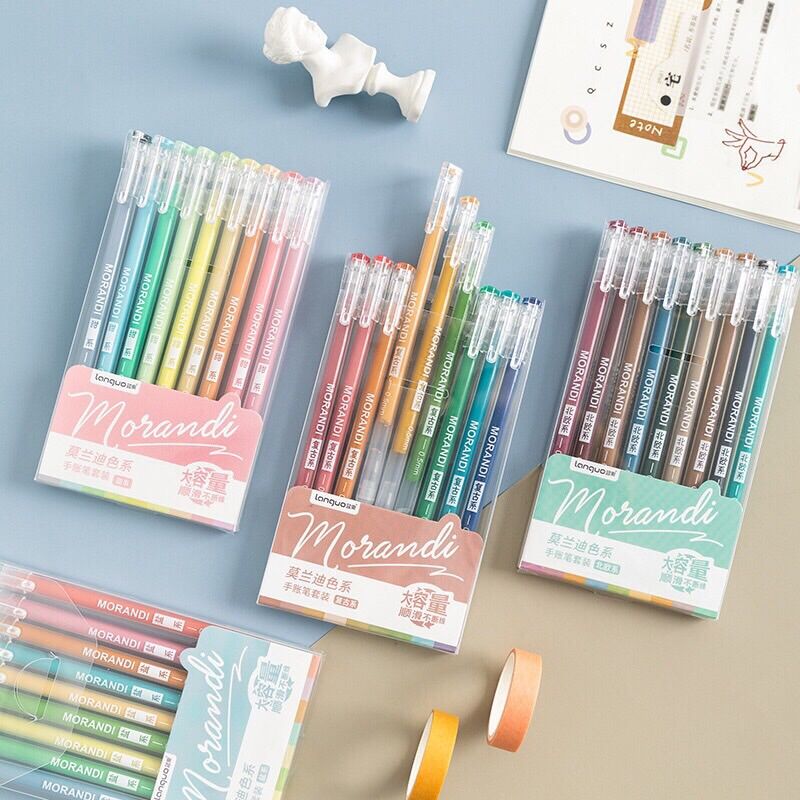 Set 9 Bút gel Morandi 0.5mm nhiều màu viết sổ tay trang trí thiệp bullet journal