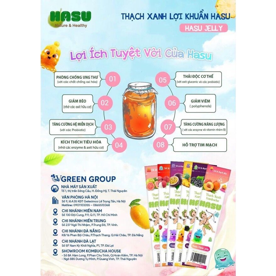 Thạch Kombucha Hasu Xanh( sản phẩm làm từ nguyên liệu thiên nhiên an toà)