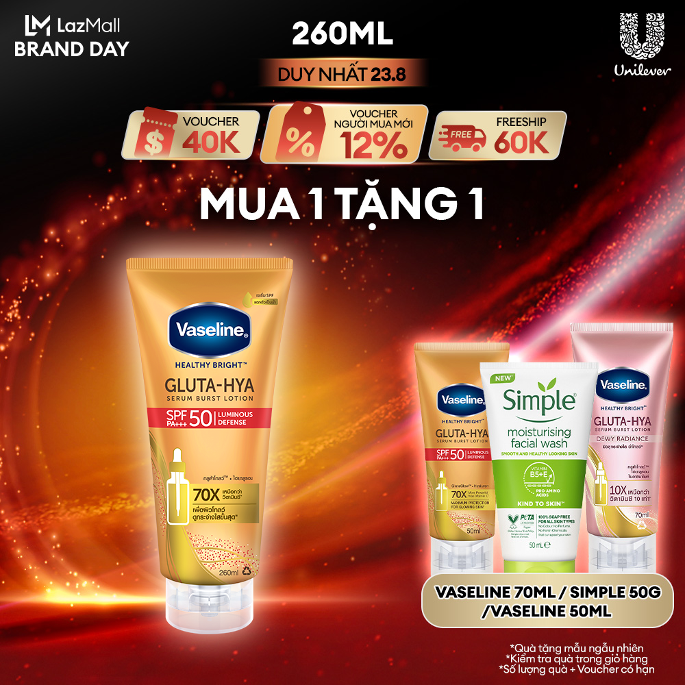 Serum chống nắng vaseline gluta hya spf50 260ml