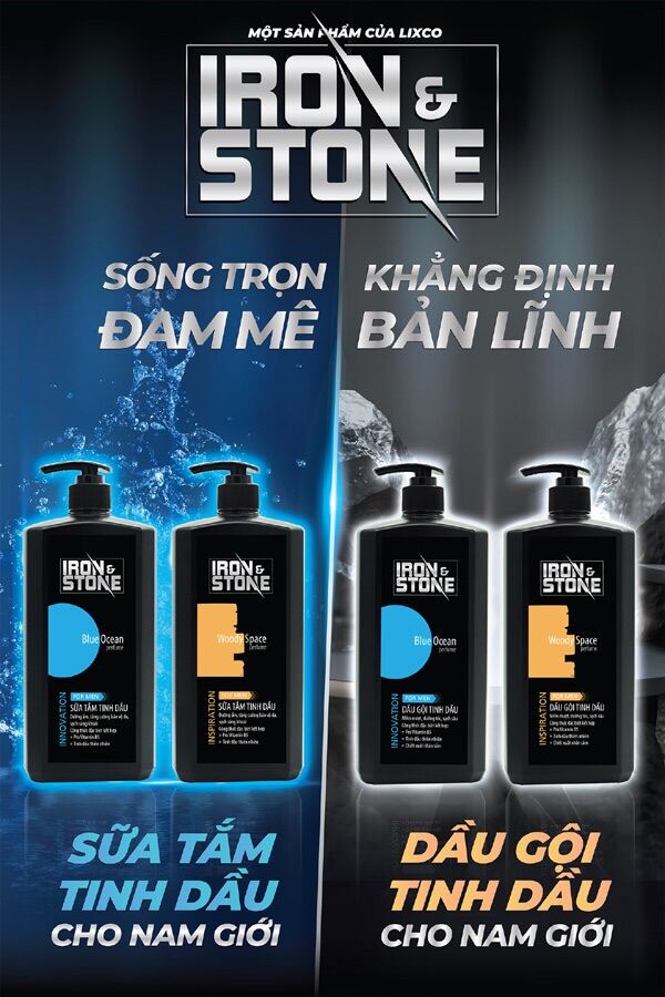 [Hcm]Cặp Dầu Gội Tinh Dầu Iron & Stone For Men Woody Space & Blue Ocean 650G - Đẳng Cấp Cho Phái Mạnh