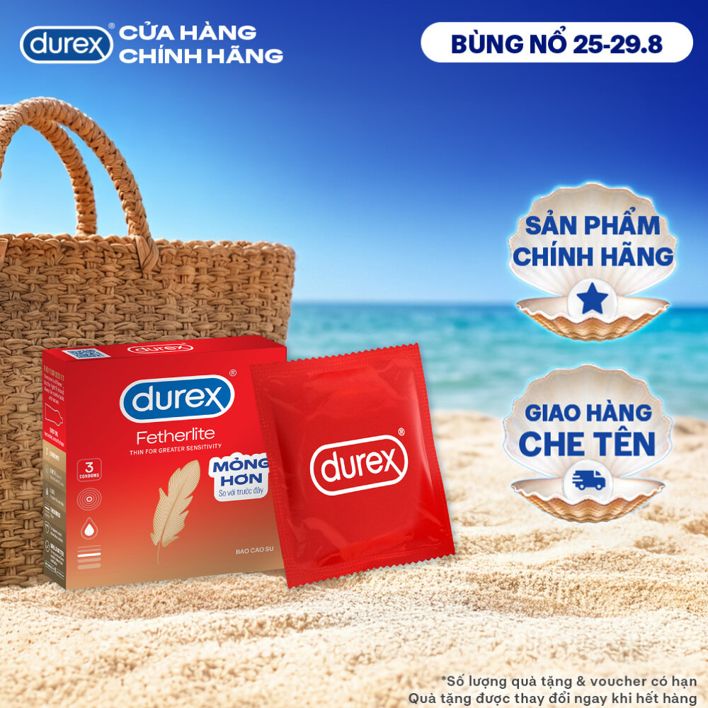 Bao cao su Durex Fetherlite siêu mỏng, size 52.5mm, 3 bao/hộp