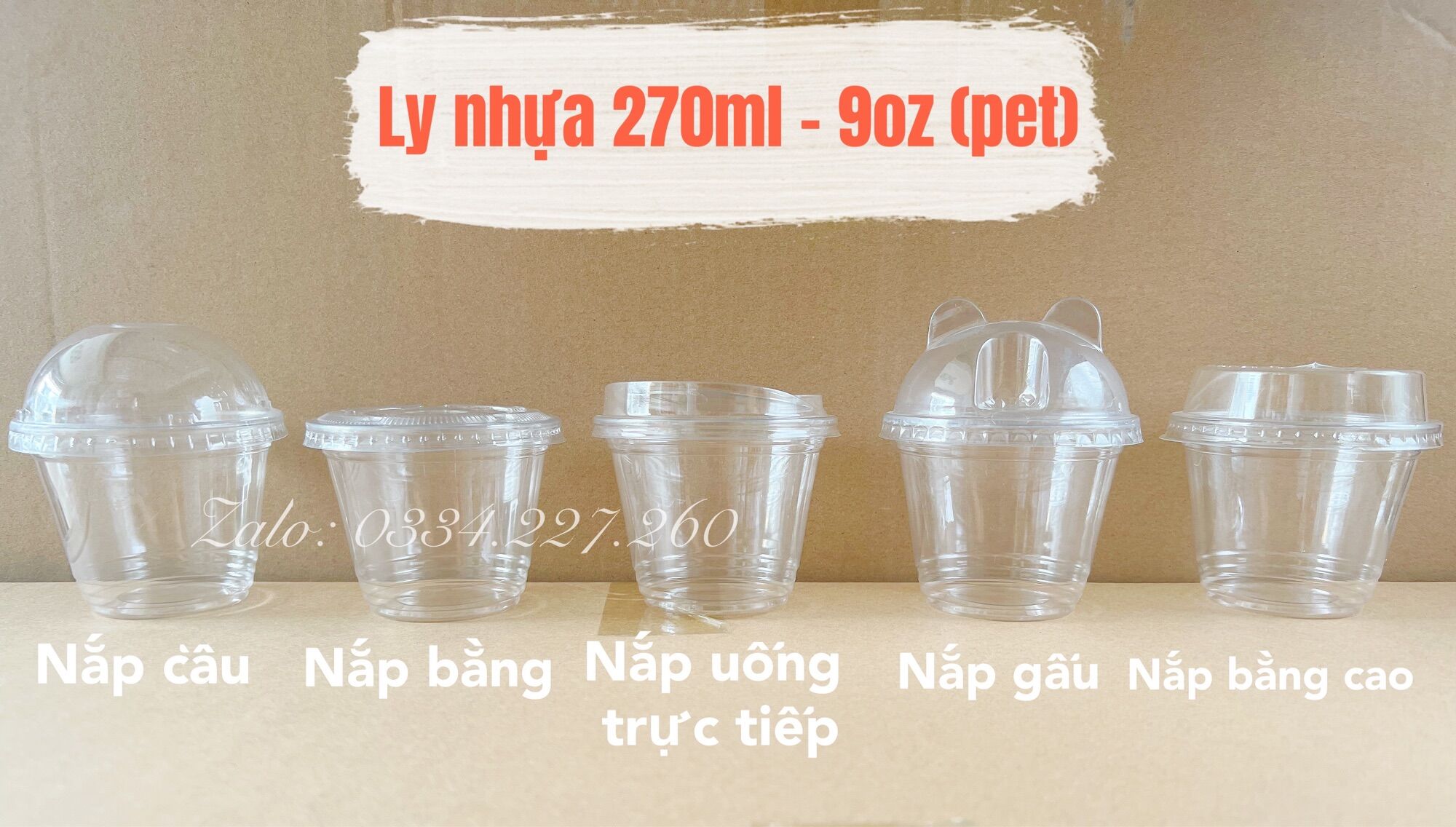 Combo 50 ly nhựa pet 270ml đựng kem, xôi, thạch, topping , ly nhựa 9oz