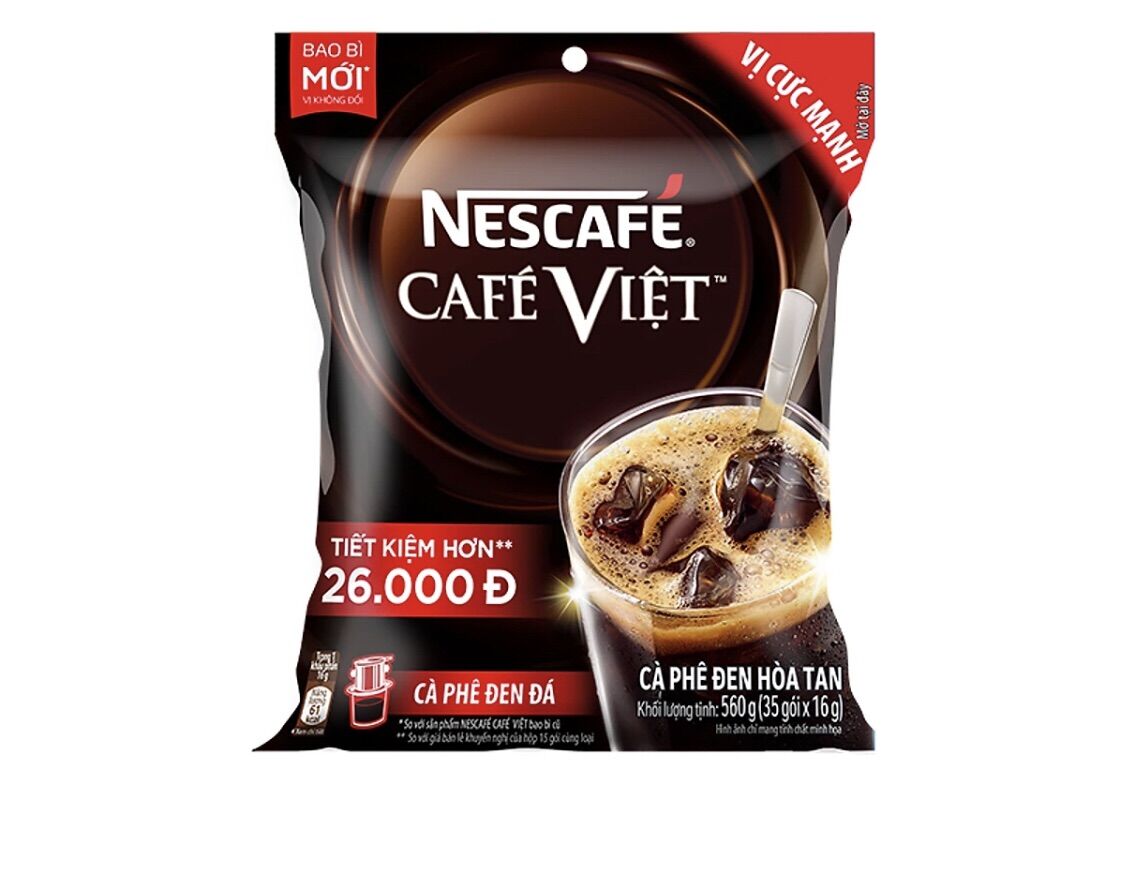 Túi 35 gói 16g cà phê hoà tan nescafe cafe việt cà phê đen đá