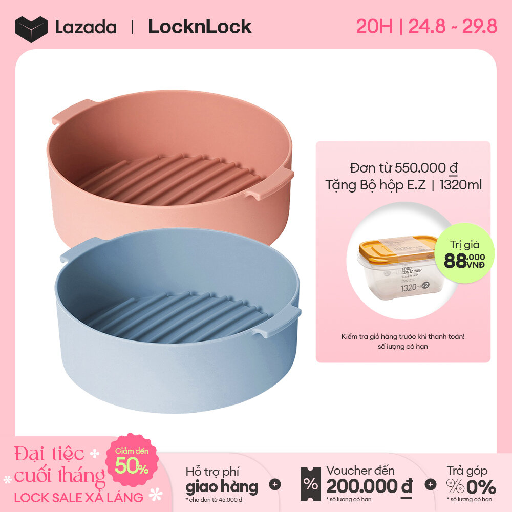 Khay silicone Lock&Lock dùng để nấu ăn, dung tích 5L, 238X210X70MM - Có hai màu xanh & hồng - CKB002