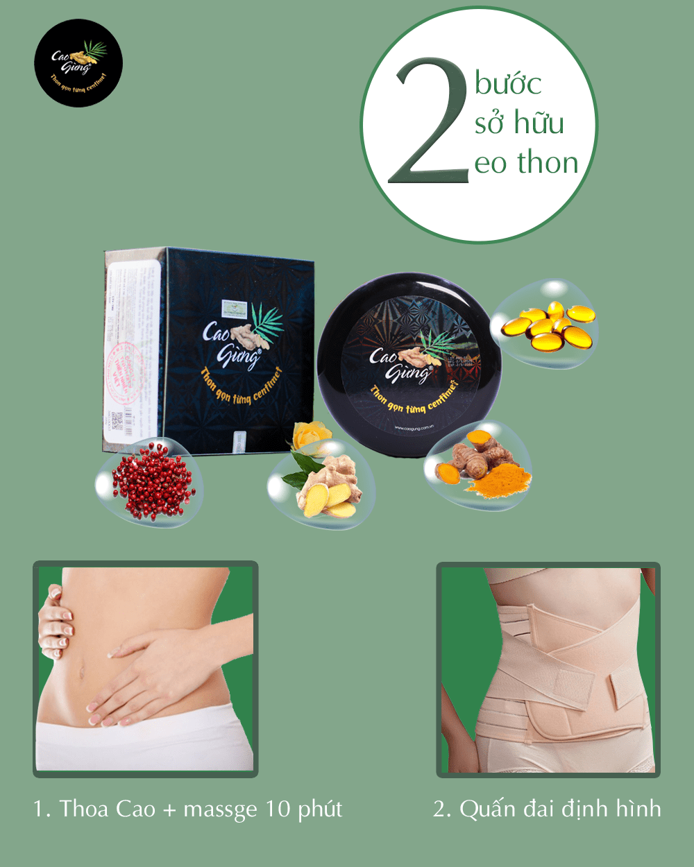 Cao Gừng Tan Mỡ Bụng Chính Hãng ( tặng kèm đai nịt bụng định hình )