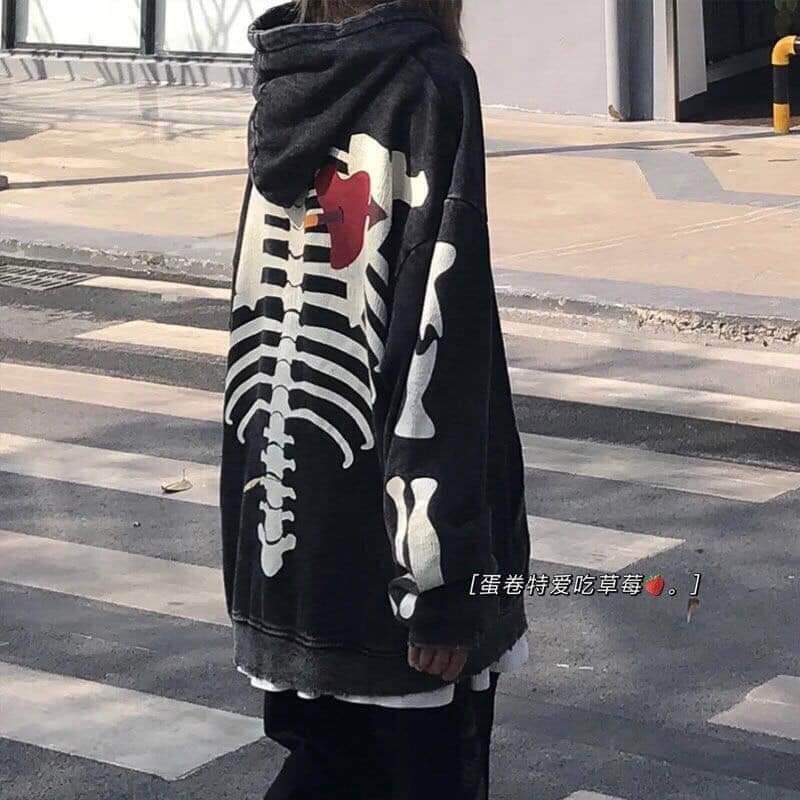 Áo hoodie bộ xương (form rộng)