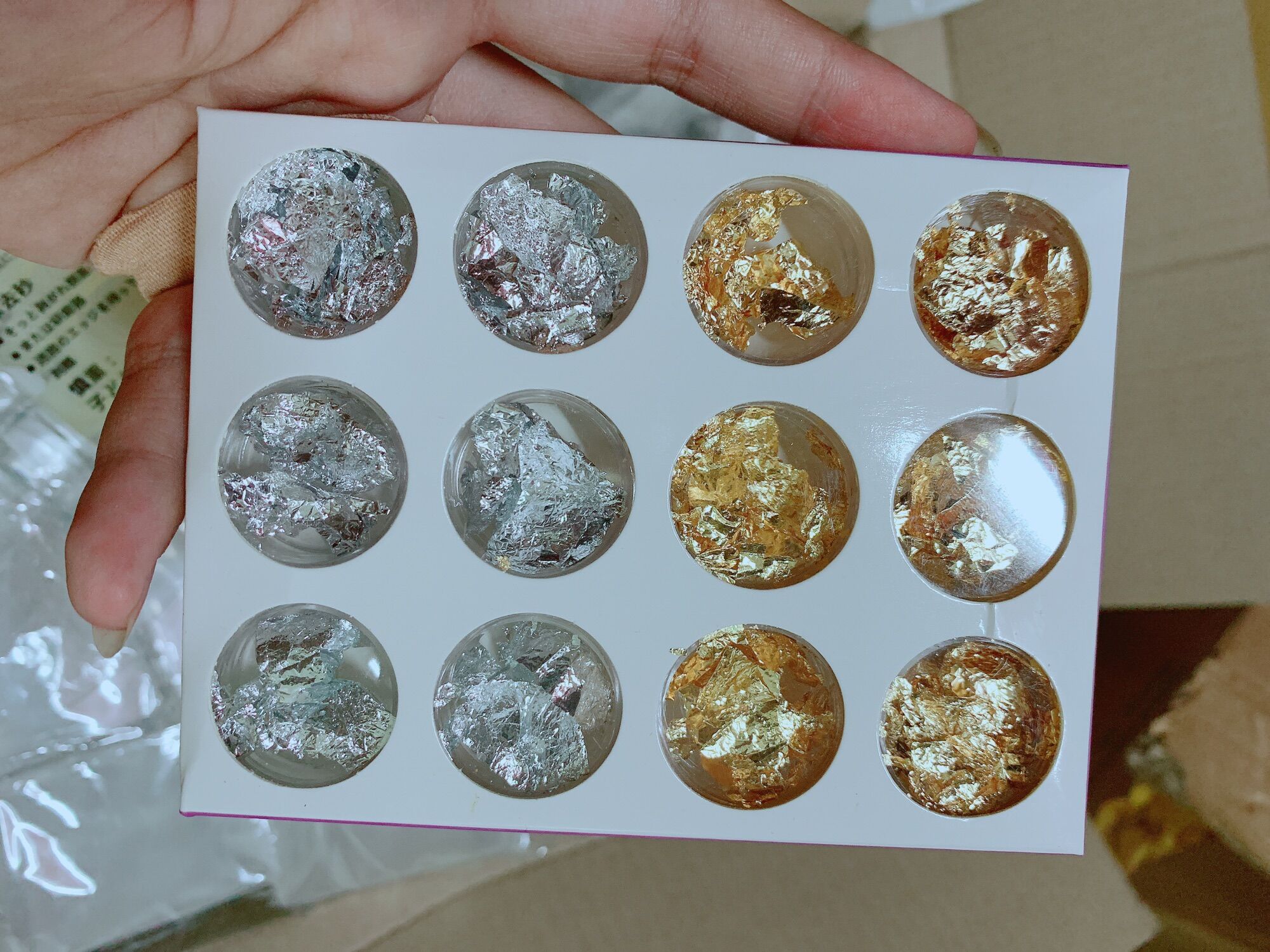 Set giấy nhún vàng/bạc trang trí móng