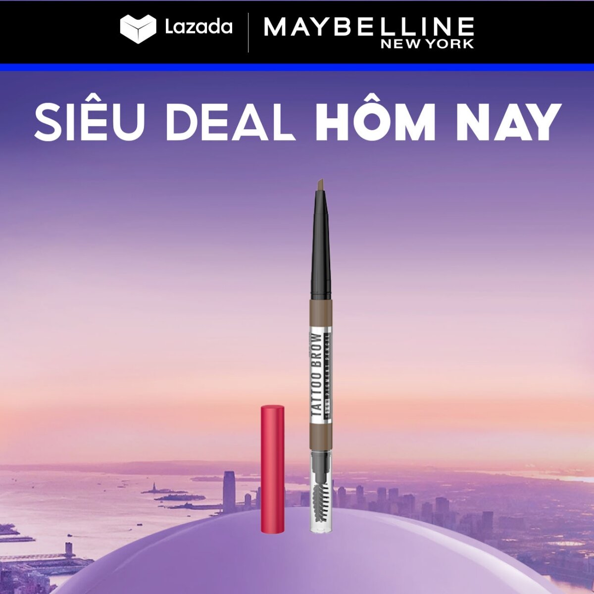 Chì Kẻ Mày 36H Lâu Trôi, Kháng Nước, Dễ Kẻ, Chuẩn Màu Tattoo Brow Maybelline New York Pigmented Pencil 0.2g