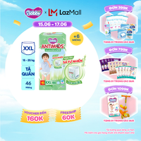 [Từ 22-23 tặng QUÀ TO-SLCH][TẶNG KÈM 6 MIẾNG] Tã Quần Xua Muỗi Bobby Antimos – Hàng rào Sả tự nhiên Bye Muỗi 8H - Size XXL 46 miếng