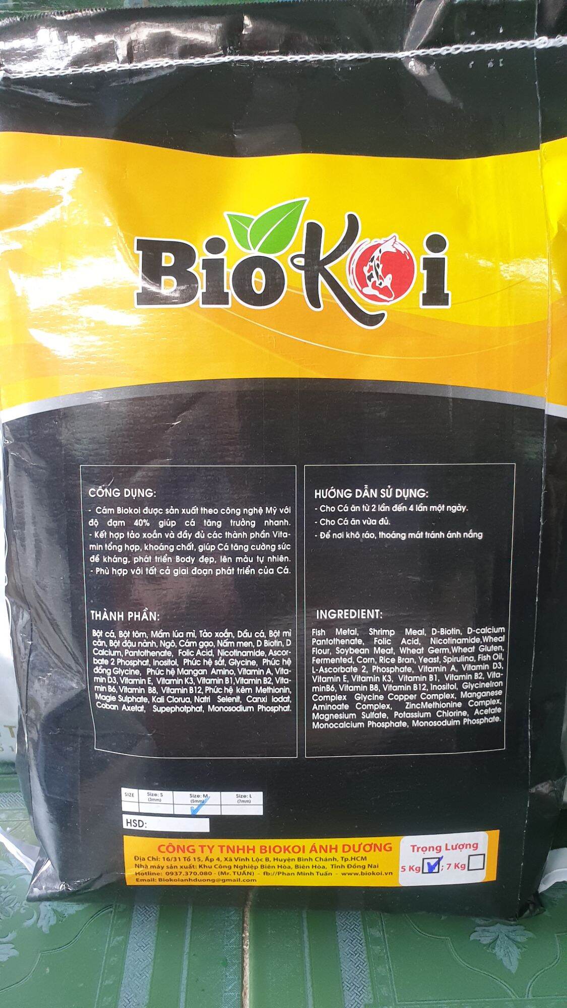 CÁM cá koi 5kg (bio koi 40% protein)