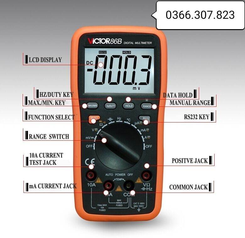 [HCM]Đồng hồ vạn năng hiển thị số VICTOR 86B