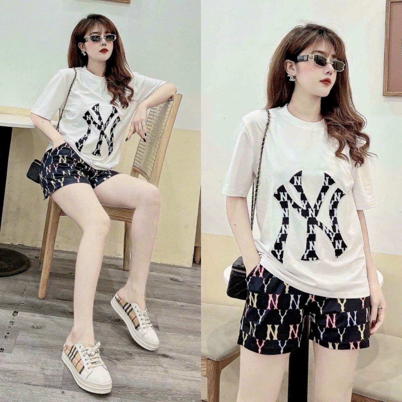 SÉT BỘ NỮ NGẮN THUN COTTON PHỐI 3D CAO CẤP