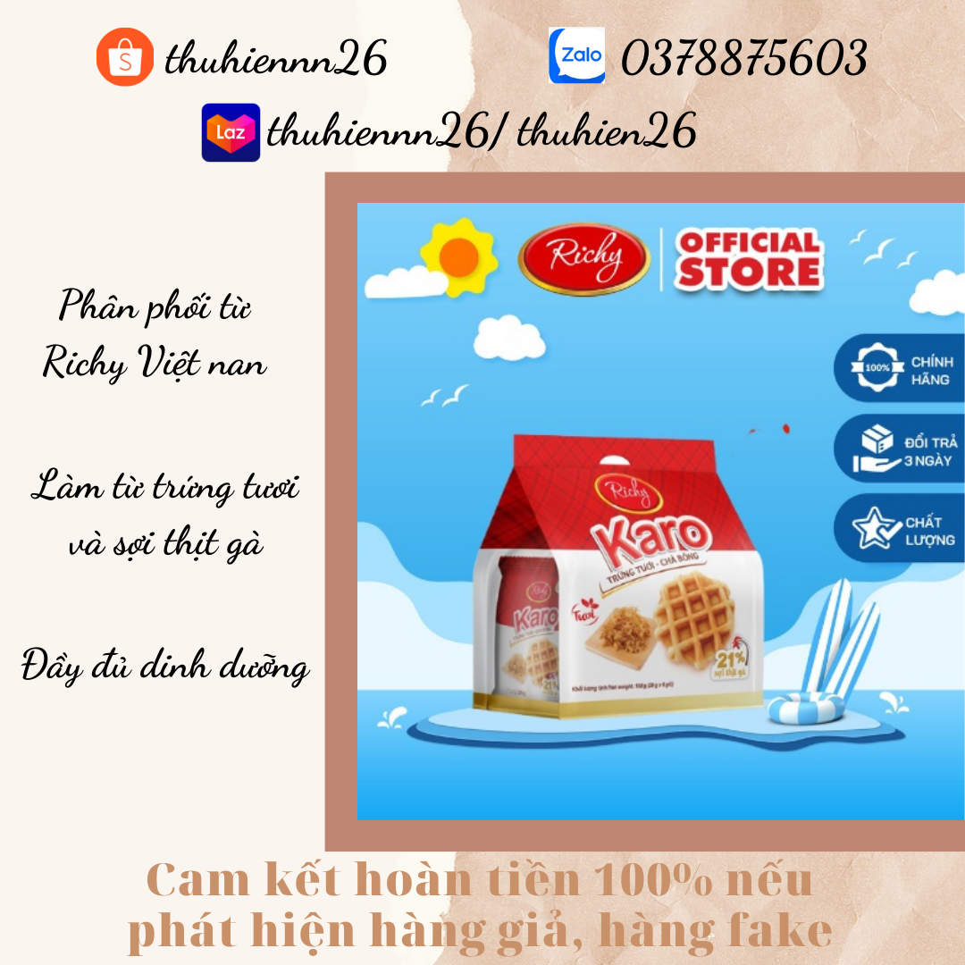 Bánh tươi Richy KARO chà bông bịch 6 chiếc
