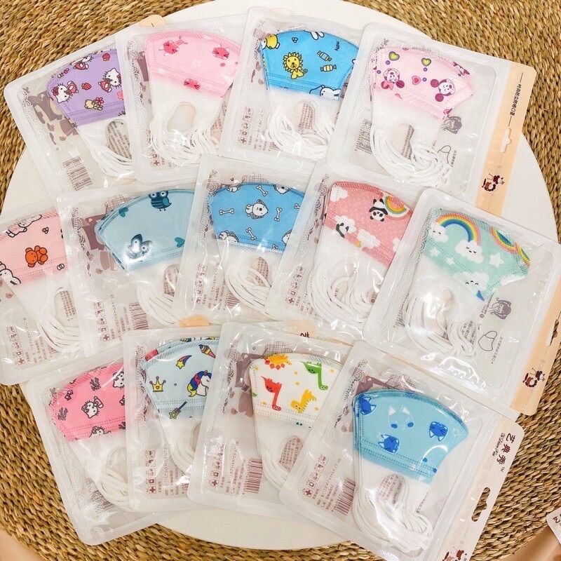 Set 5 khẩu trang trẻ em 3D kháng khuẩn cho bé 3 tháng - 12 tuổi