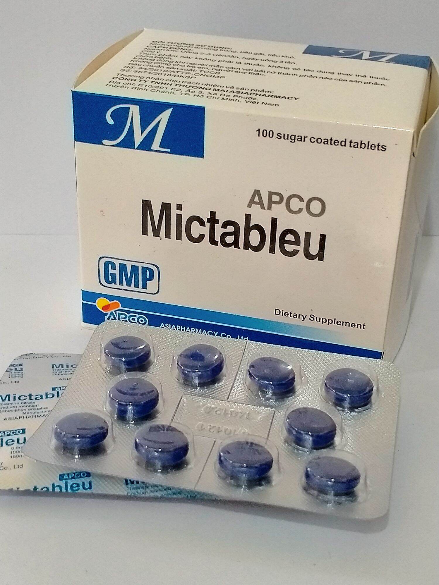 Viên uống MICTABLEU Hộp 100 viên giúp Thanh Nhiệt,Lợi Tiểu dùng trong trường hợp tiểu gắt, tiểu buốt do nóng trong.