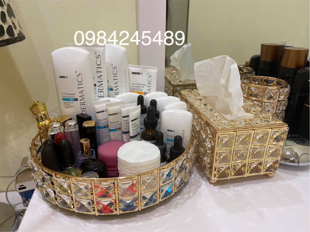 Khay đựng nước hoa viền gold