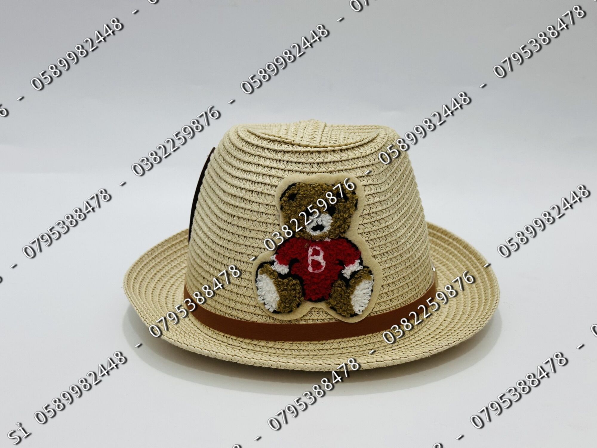 Nón mũ cao bồi cho bé trai từ 1-5 tuổi phối gấu cute mũ cho bé trai mũ cói