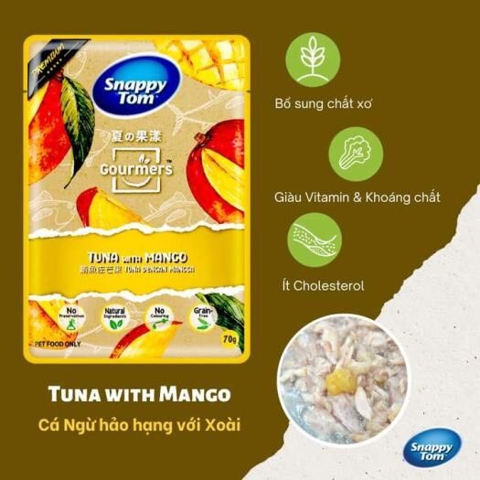 Combo 12 Gói Pate Snappy Tom trái cây, rau củ cho Mèo, gói 70g