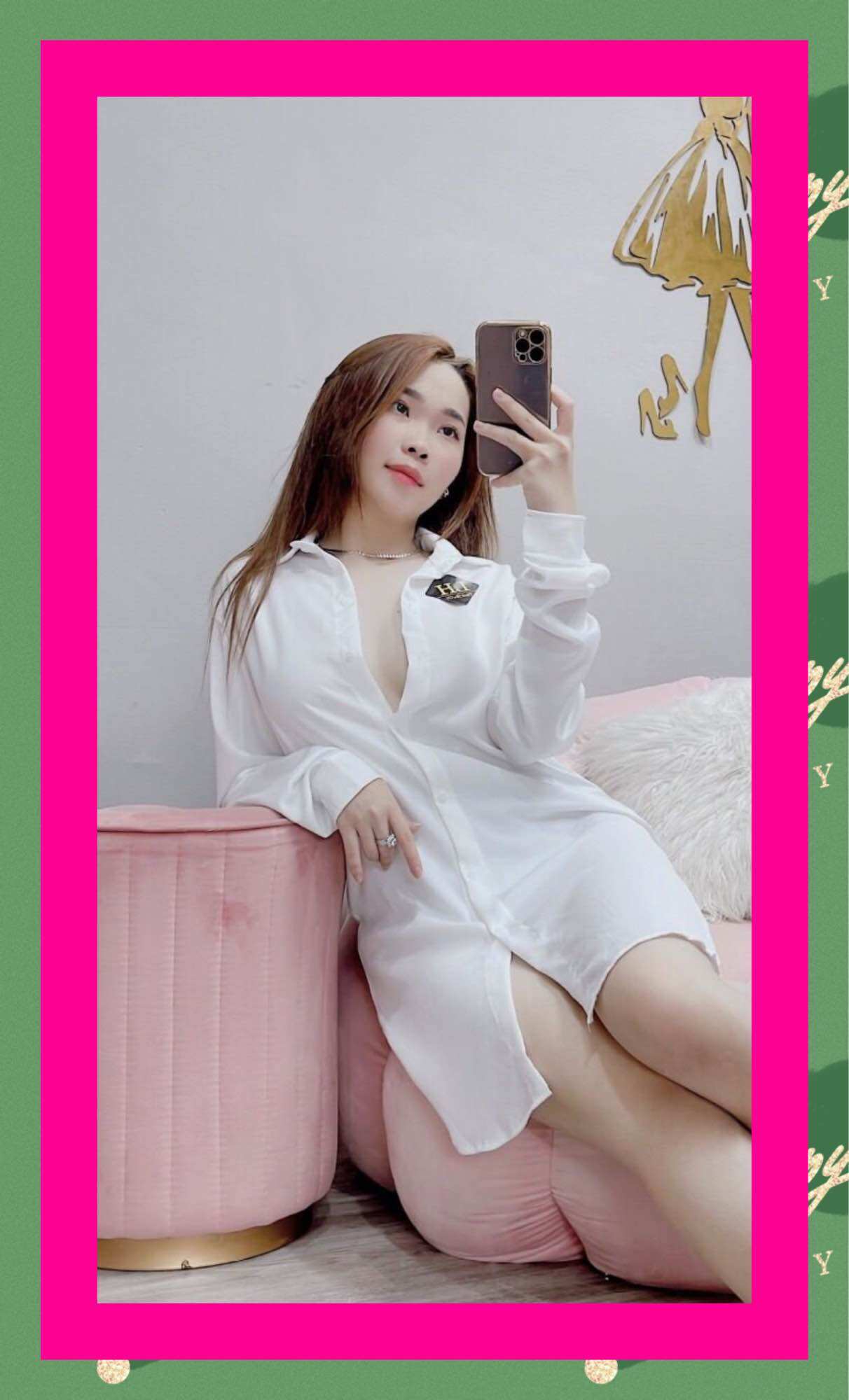 Áo sơmi trắng form dài sexy