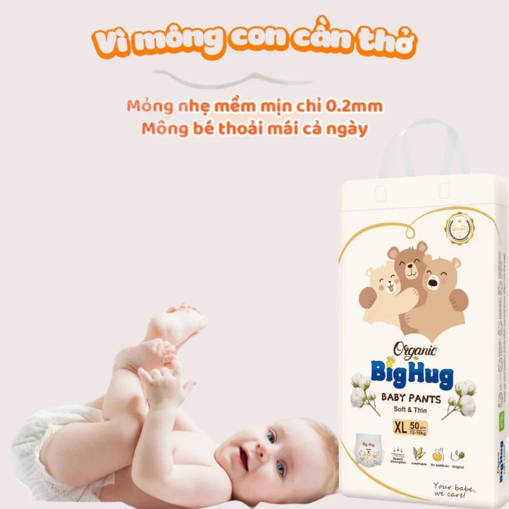 { BIGHUG } Bỉm Quần Bo Mông Chun Đệm Mây Cao Cấp
