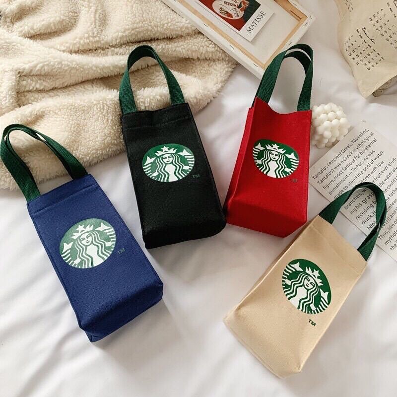 Túi đựng bình nước Starbucks_Túi vải canvas _Túi tole xách tay _Túi vải bố xách tay_Túi Starbucks